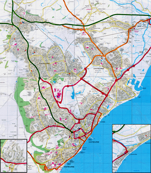 Map Of Eastbourne Coast Eastbourne, Sussex Coast, Uk.